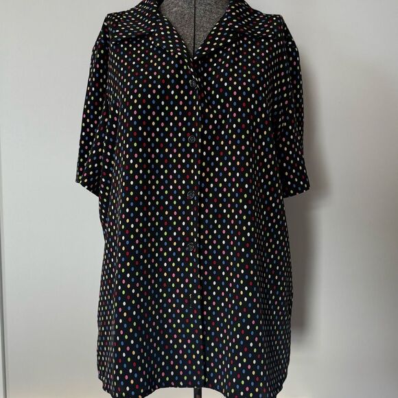 Leslie Fay Tops - Colorful Vintage Leslie Fay Haberdashery Polka Dot Button-Up Top | Size 12